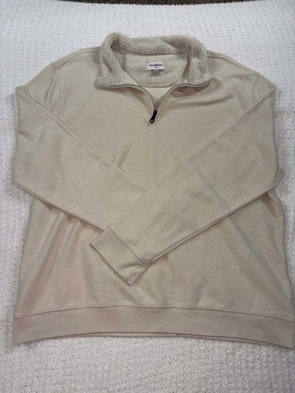 Goodfellow & Co Quarter Zip Pullover Sweater XXL Beige Textured